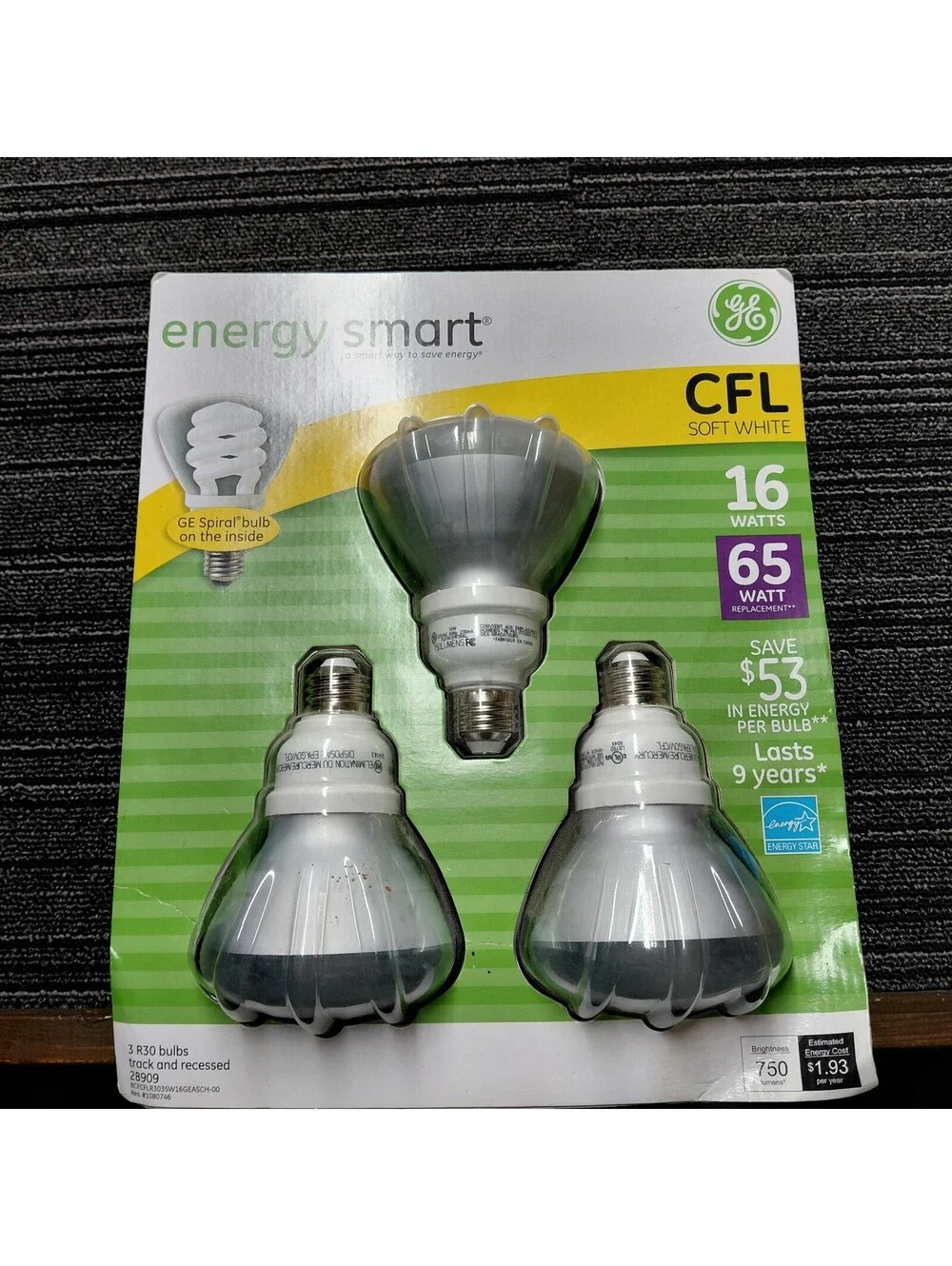 GE Energy Smart R30 CFL Flood Bulbs 16W 65W Soft White E26 3-Pack New